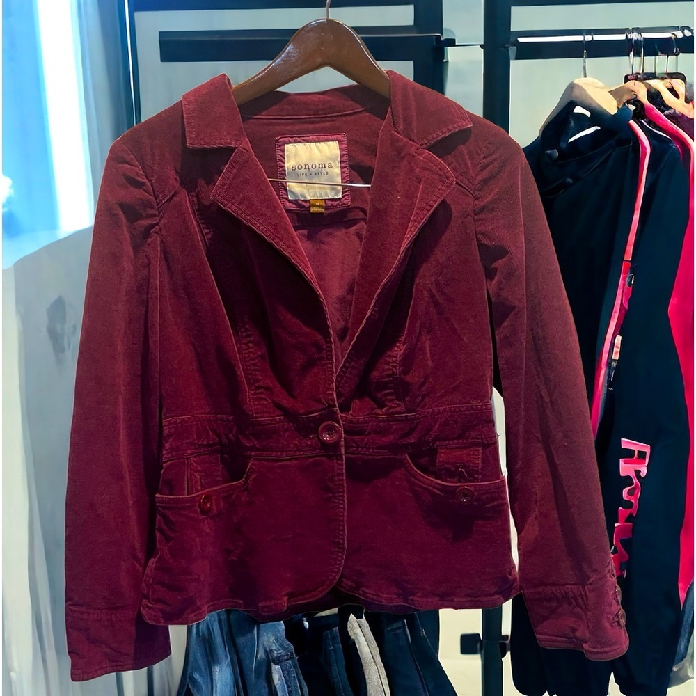 Sonoma Burgundy vintage style jacket Medium Women’s